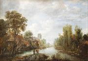 Aert van der Neer Landscape with waterway USA oil painting artist